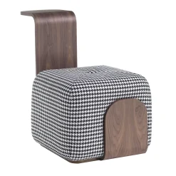 Pouf mobile bianco e nero con struttura in noce Dondo