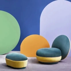 Pouf ovale in tessuto policromo Lepouf di Giuseppe Dicecca #1