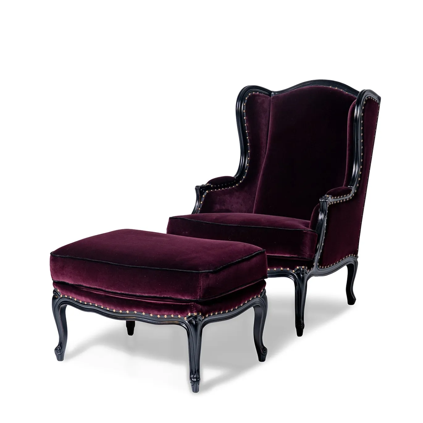 Pouf Pauline in Velluto Bordeaux