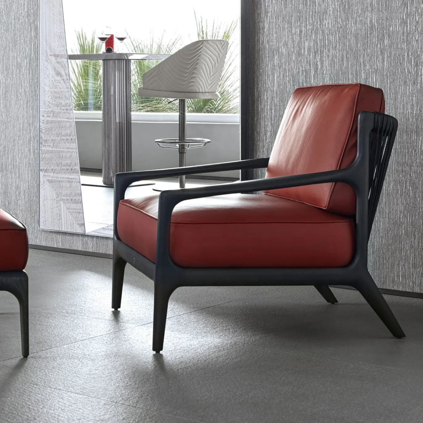 Pouf per sedia occasionale in pelle
