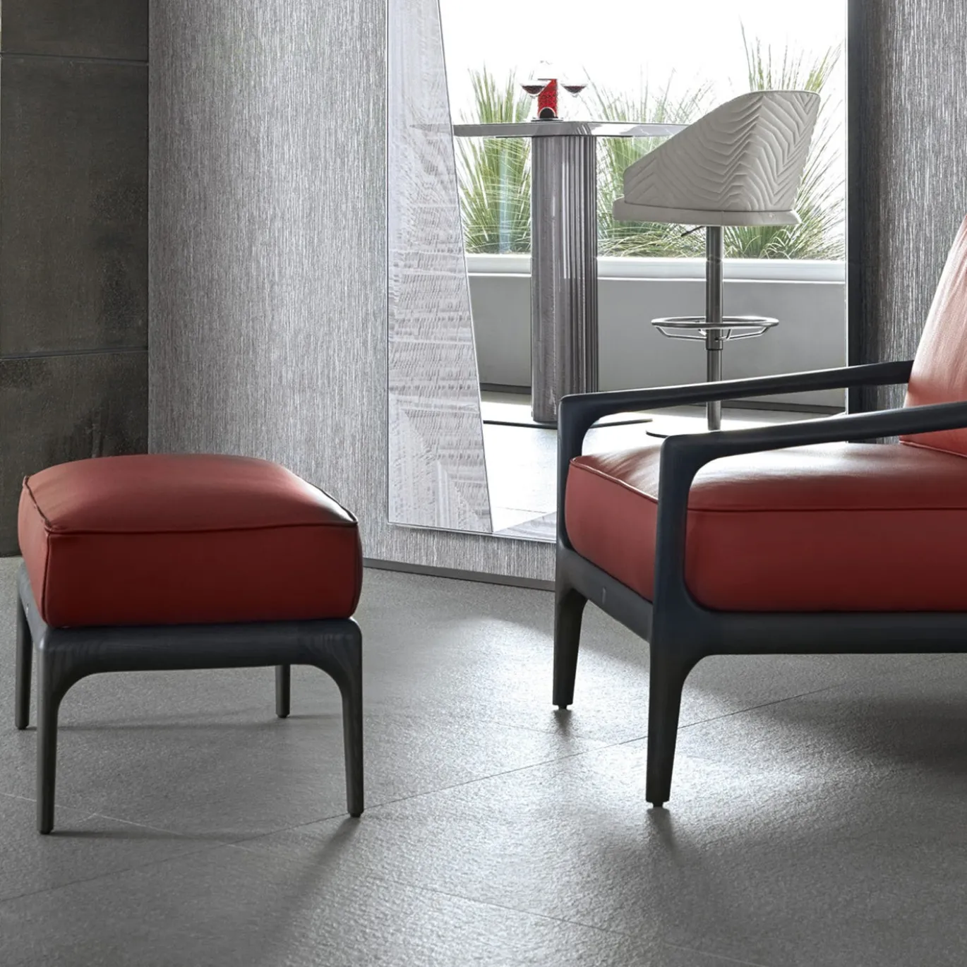 Pouf per sedia occasionale in pelle