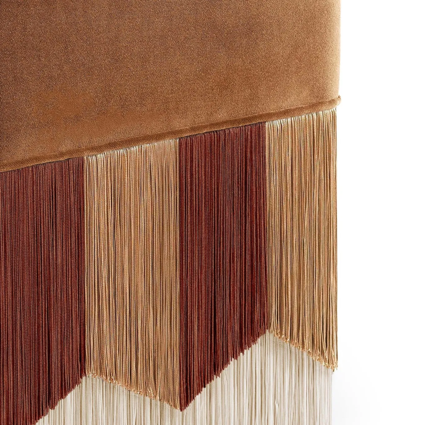 Pouf piccolo Plissé quadrato in velluto cognac