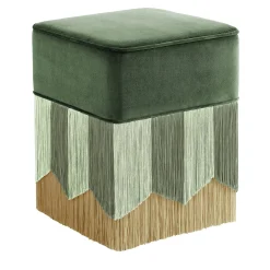 Pouf piccolo Plissé quadrato in velluto verde