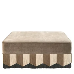 Pouf quadrato Plissé in velluto beige e grigio
