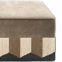 Pouf quadrato Plissé in velluto beige e grigio