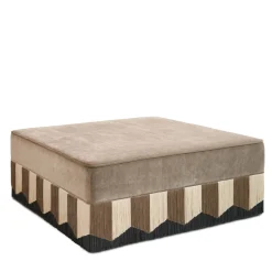 Pouf quadrato Plissé in velluto beige e grigio