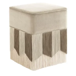Pouf quadrato Plissé piccolo in velluto beige