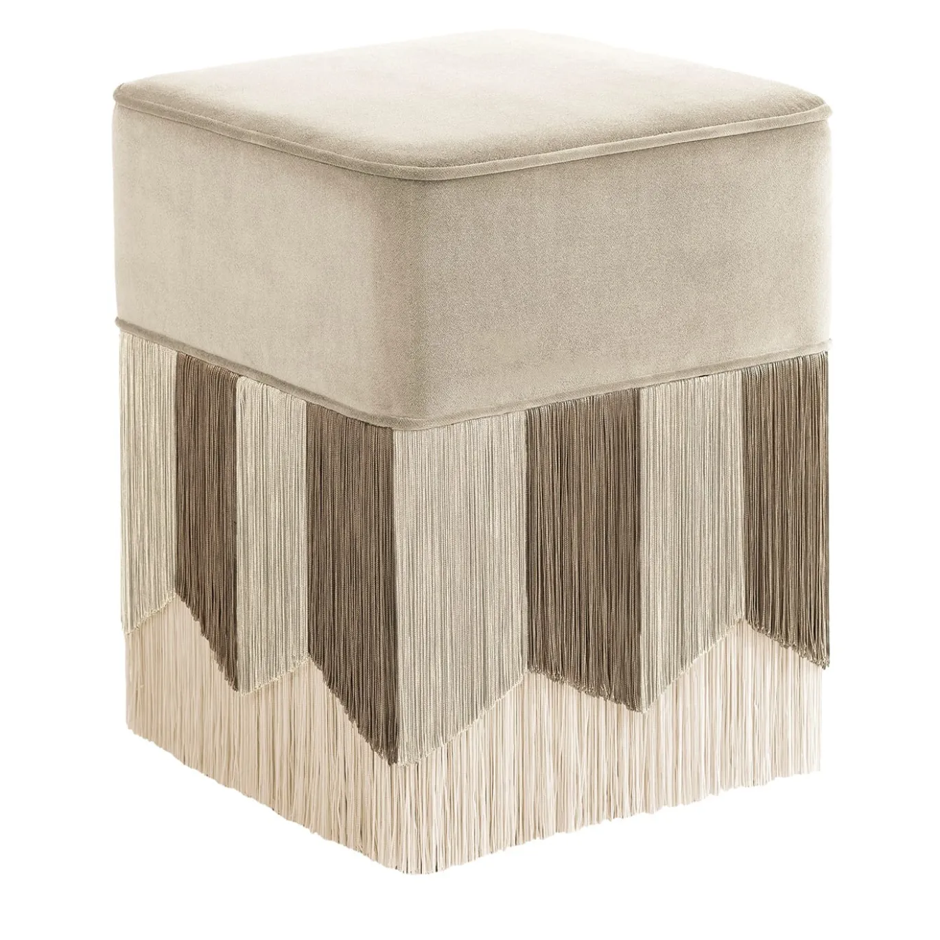 Pouf quadrato Plissé piccolo in velluto beige