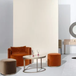 Pouf rosso Ciro Tondo di Ciarmoli Queda Studio