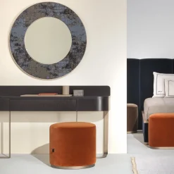 Pouf rosso Ciro Tondo di Ciarmoli Queda Studio