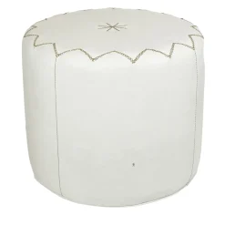 Pouf rotondo Dubai S in pelle bianca