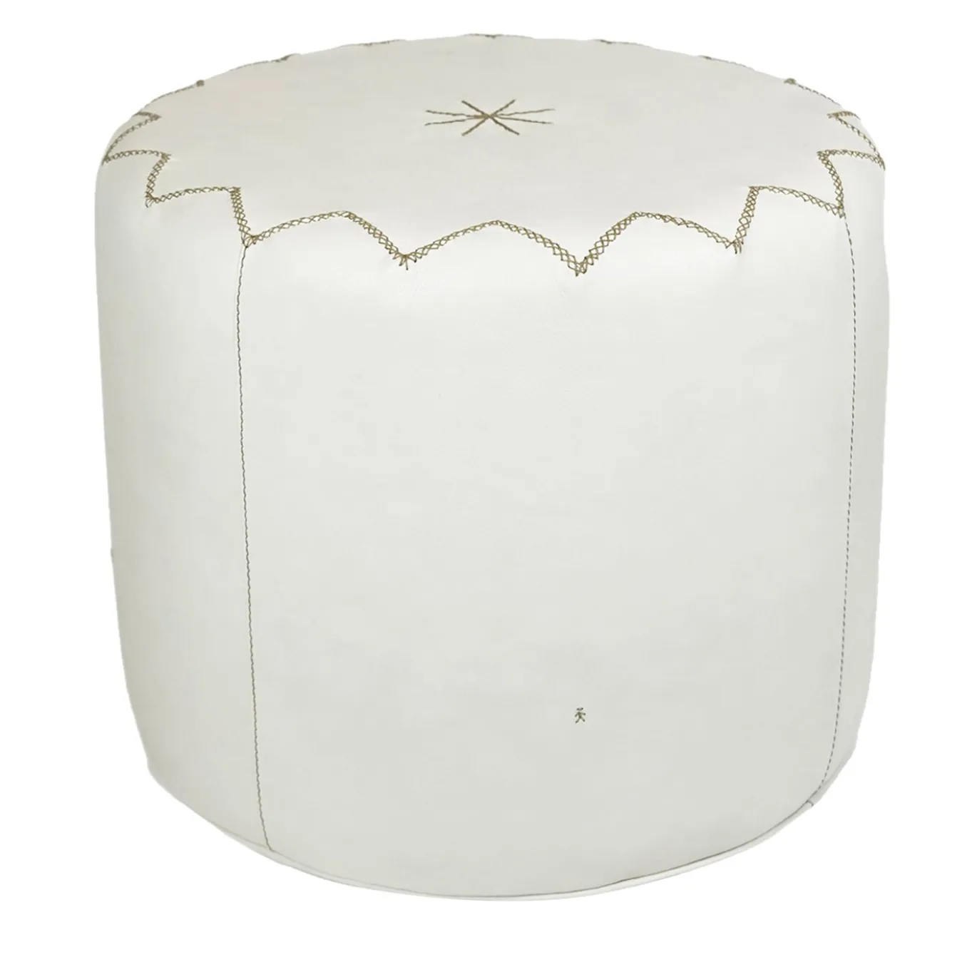Pouf rotondo Dubai S in pelle bianca