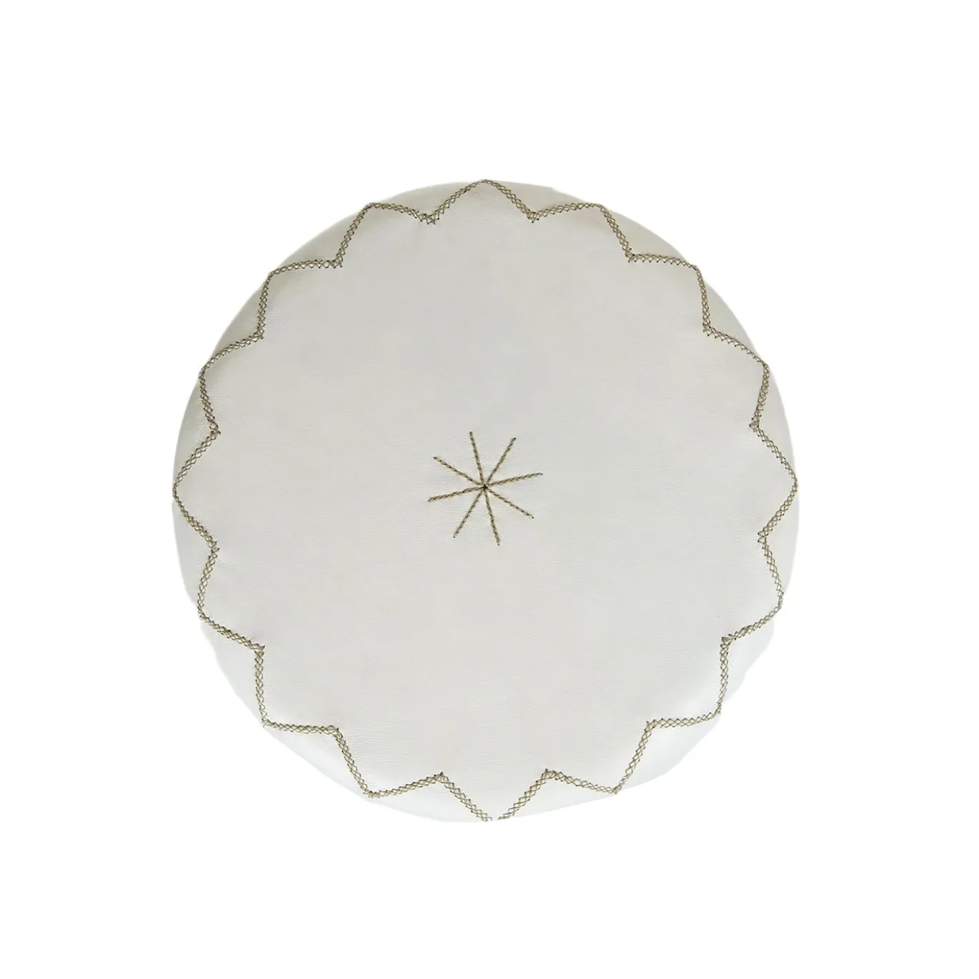 Pouf rotondo Dubai S in pelle bianca