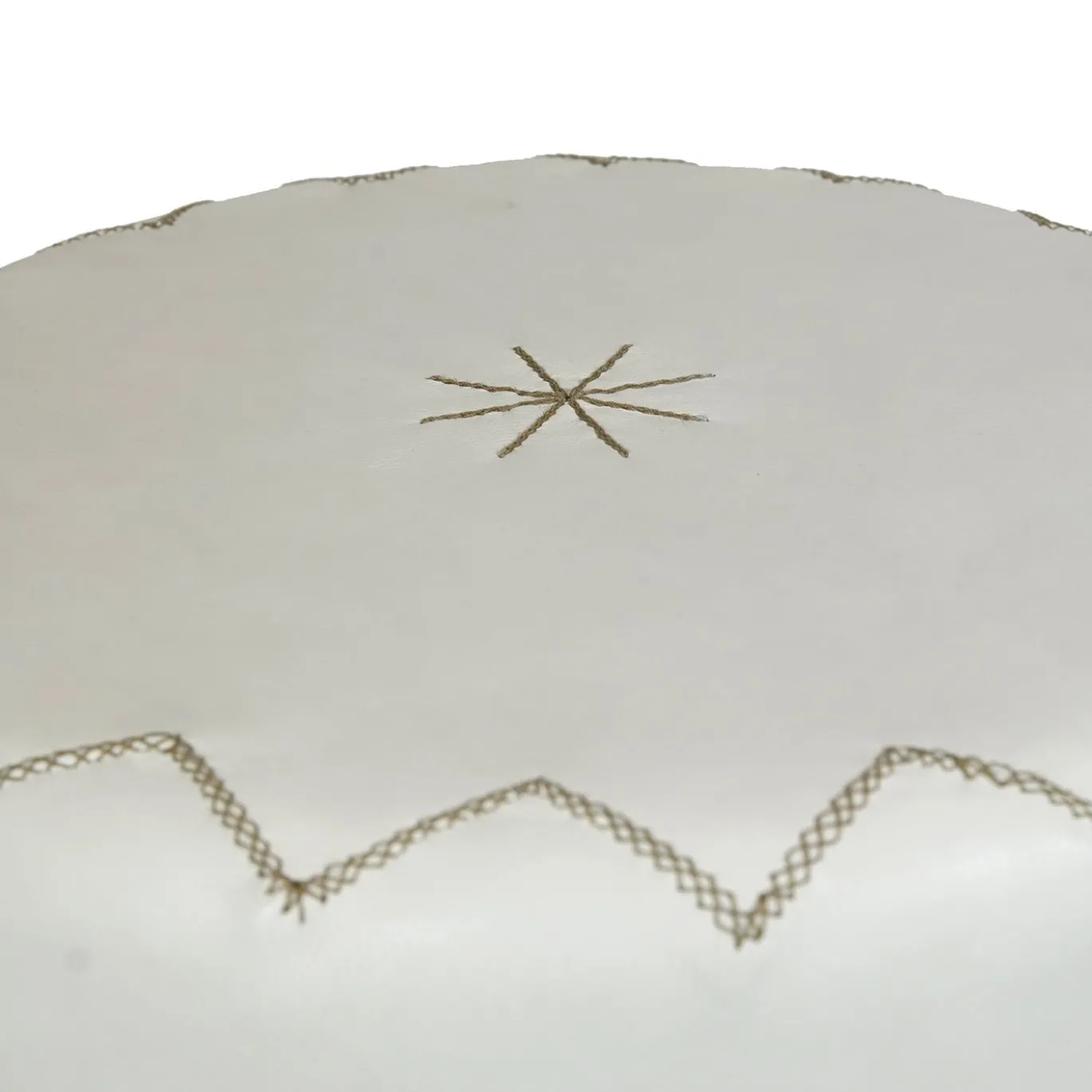 Pouf rotondo Dubai S in pelle bianca