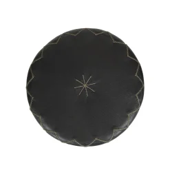 Pouf rotondo Dubai S in pelle nera