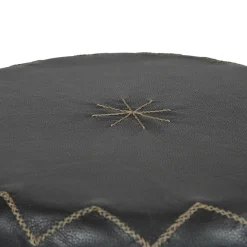 Pouf rotondo Dubai S in pelle nera