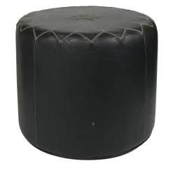 Pouf rotondo Dubai S in pelle nera