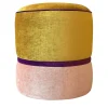 Pouf rotondo in velluto giallo e rosa