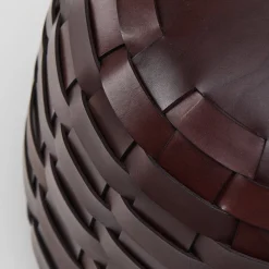 Pouf Rotondo Medio in pelle color cioccolato Trama