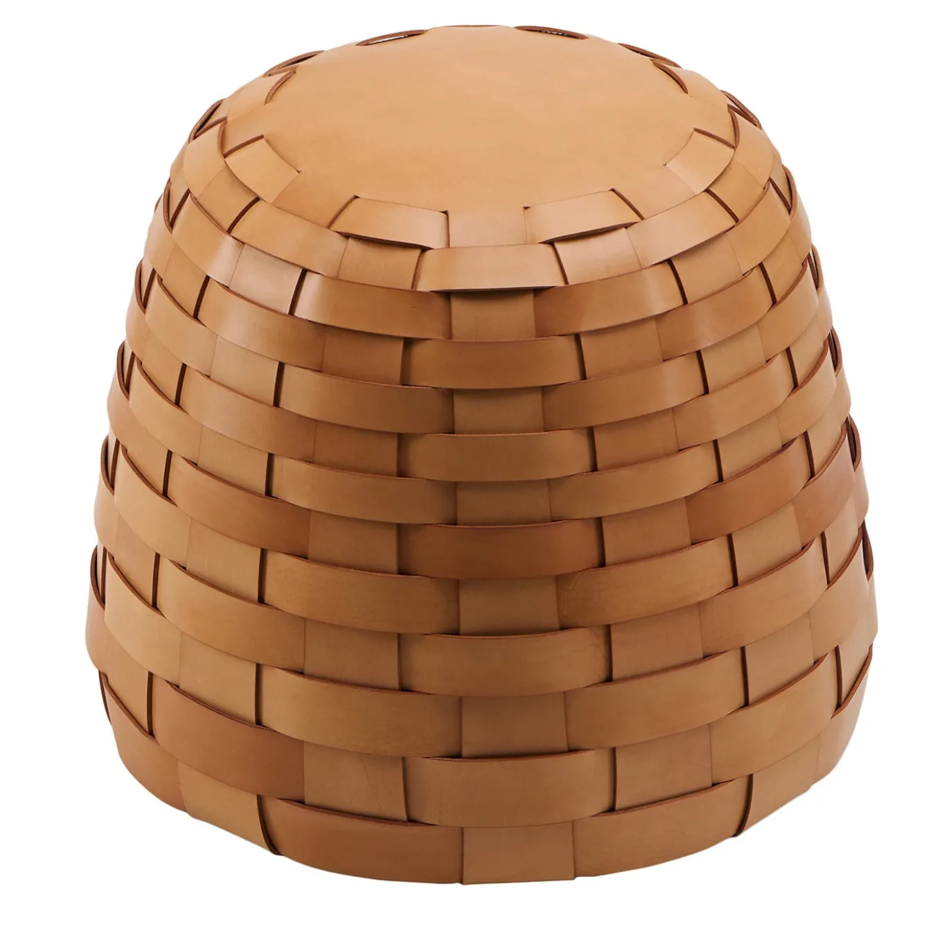 Pouf Rotondo Medio in Pelle Naturale Trama
