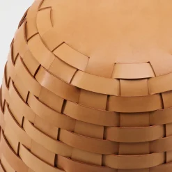 Pouf Rotondo Medio in Pelle Naturale Trama