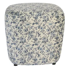 Pouf squadrato Alicudi con motivo floreale blu