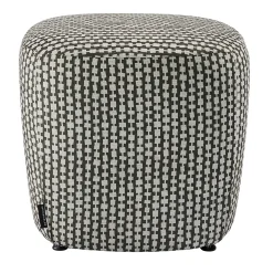 Pouf squadrato Alicudi con motivo geometrico marrone e bianco