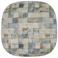 Pouf Squadrato Alicudi con Motivo Geometrico Multicolore