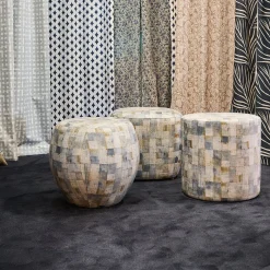 Pouf Squadrato Alicudi con Motivo Geometrico Multicolore