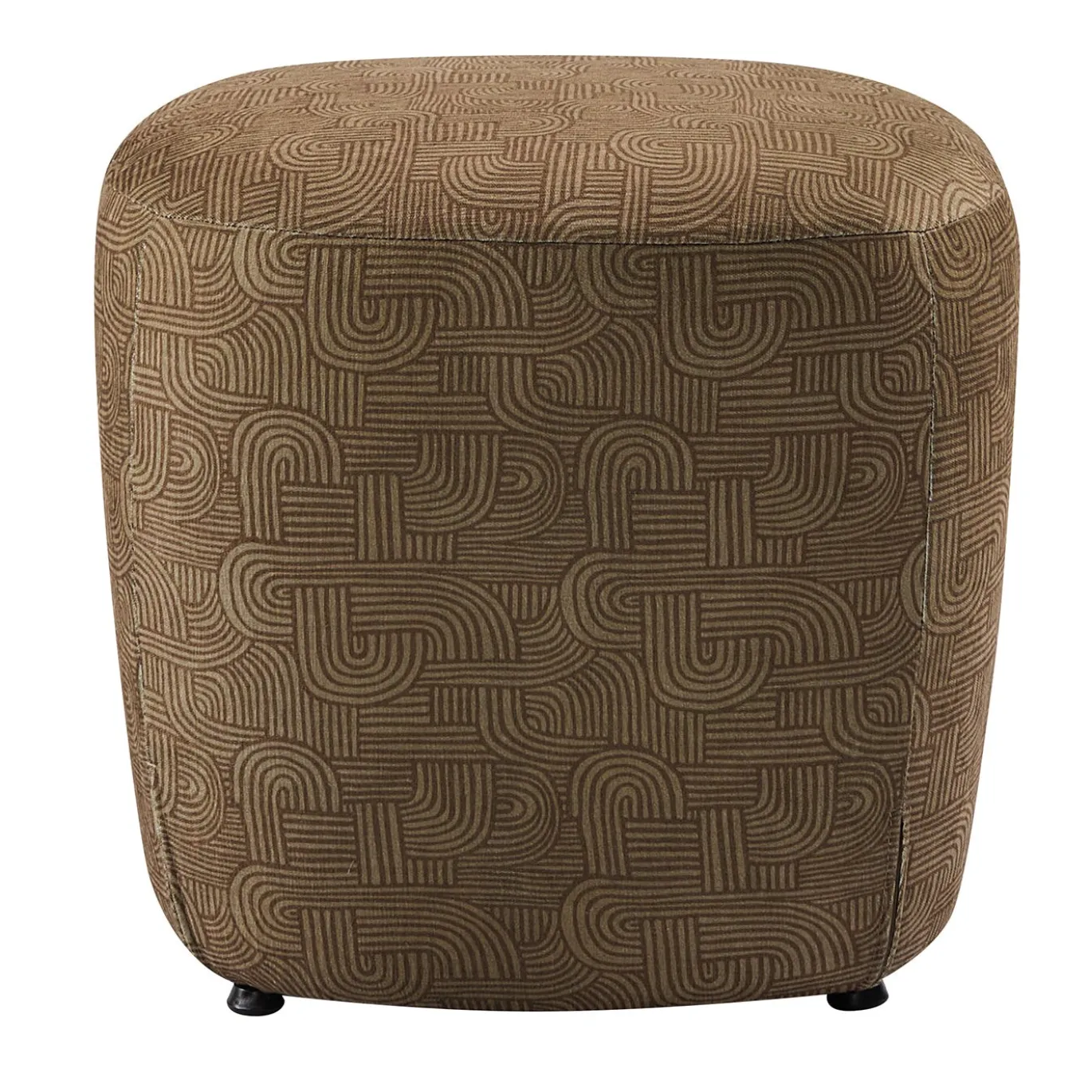 Pouf Squadrato Alicudi Marrone con Motivo Geometrico