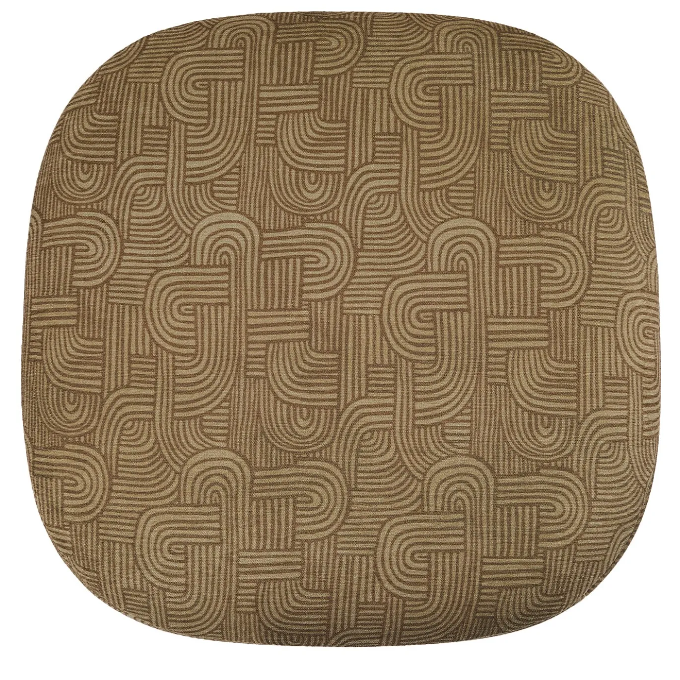 Pouf Squadrato Alicudi Marrone con Motivo Geometrico