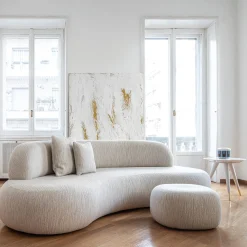 Pouf Stone in tessuto grigio chiaro