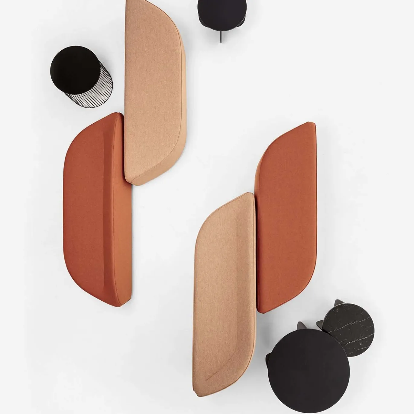 Pouf trapezio arancione Waves con schienale