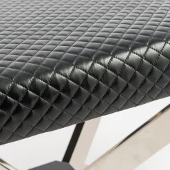 Pouf Trapezio in pelle nera trapuntata