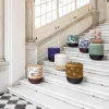 Pouf Vague Rosa con tessuto d'archivio Rubelli e base in cesta