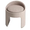 Pouf Vanity in pelle e tessuto color crema
