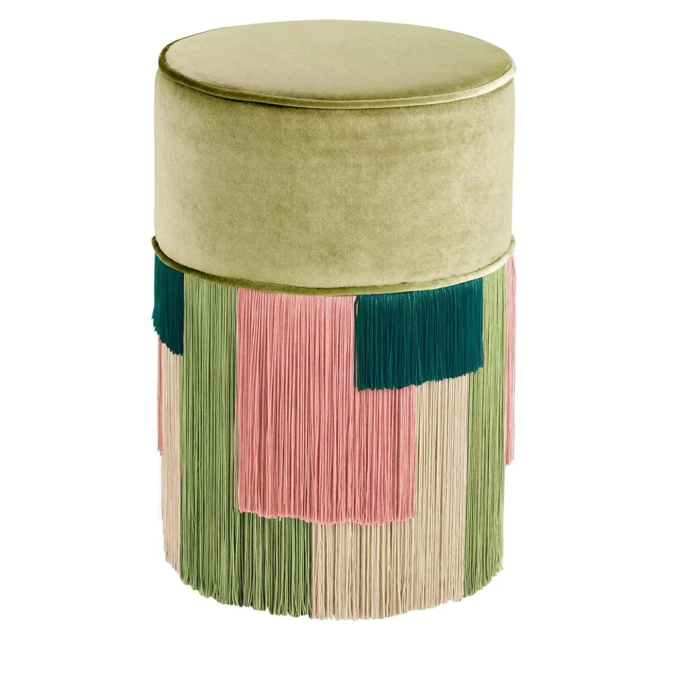Pouf verde a righe geometriche Couture