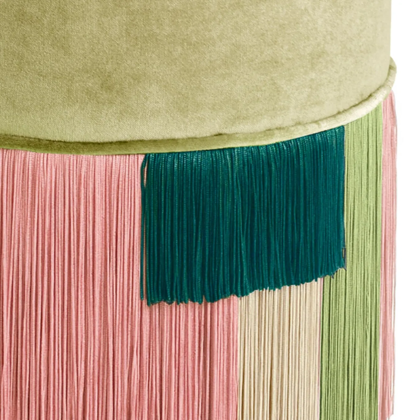 Pouf verde a righe geometriche Couture