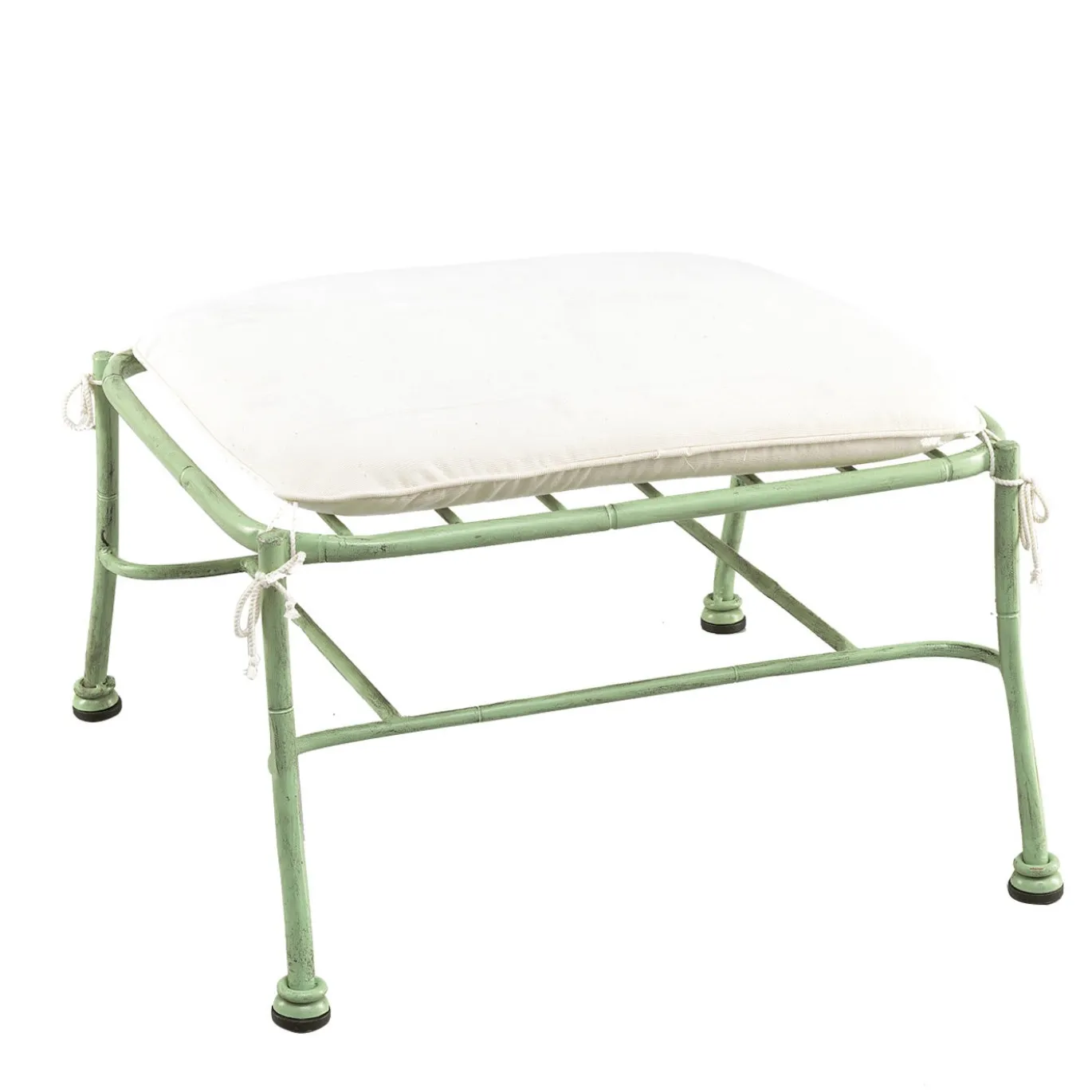 Pouf verde battuto Bamboo Design in acciaio inossidabile