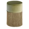Pouf verde scintillante con frange dorate
