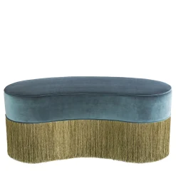 Pouf verde Sparkle Bean con frangia oro e verde