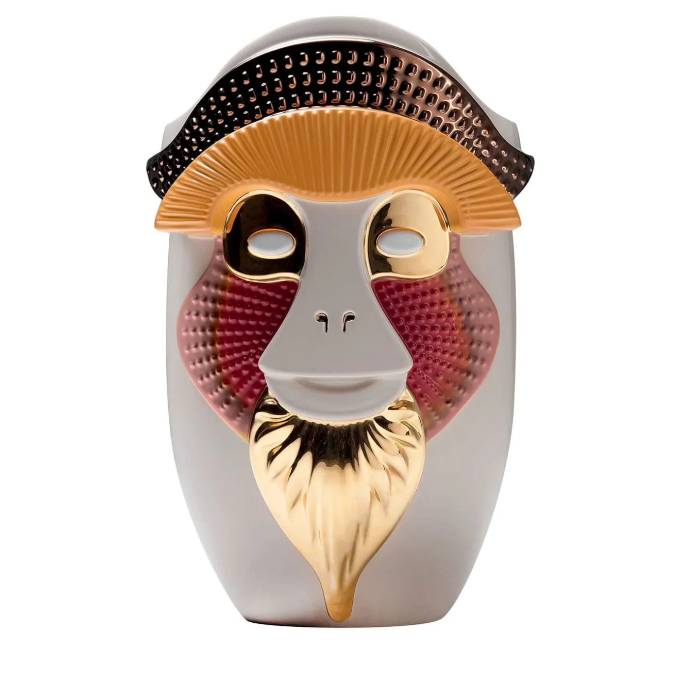 Primates Brazza Vaso in ceramica grigia con dettagli in metallo di Elena Salmistraro