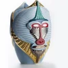 Primati Mandrillus Vaso in ceramica azzurra lucida con dettagli in metallo di Elena Salmistraro