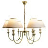 Principe Lampadario Ottone Finitura Oro con 6 Paralumi Bianchi