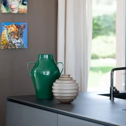 Quartara Vaso Ceramica Verde (H 40 cm | 15,7