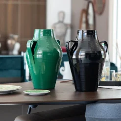 Quartara Vaso Ceramica Verde (H 40 cm | 15,7