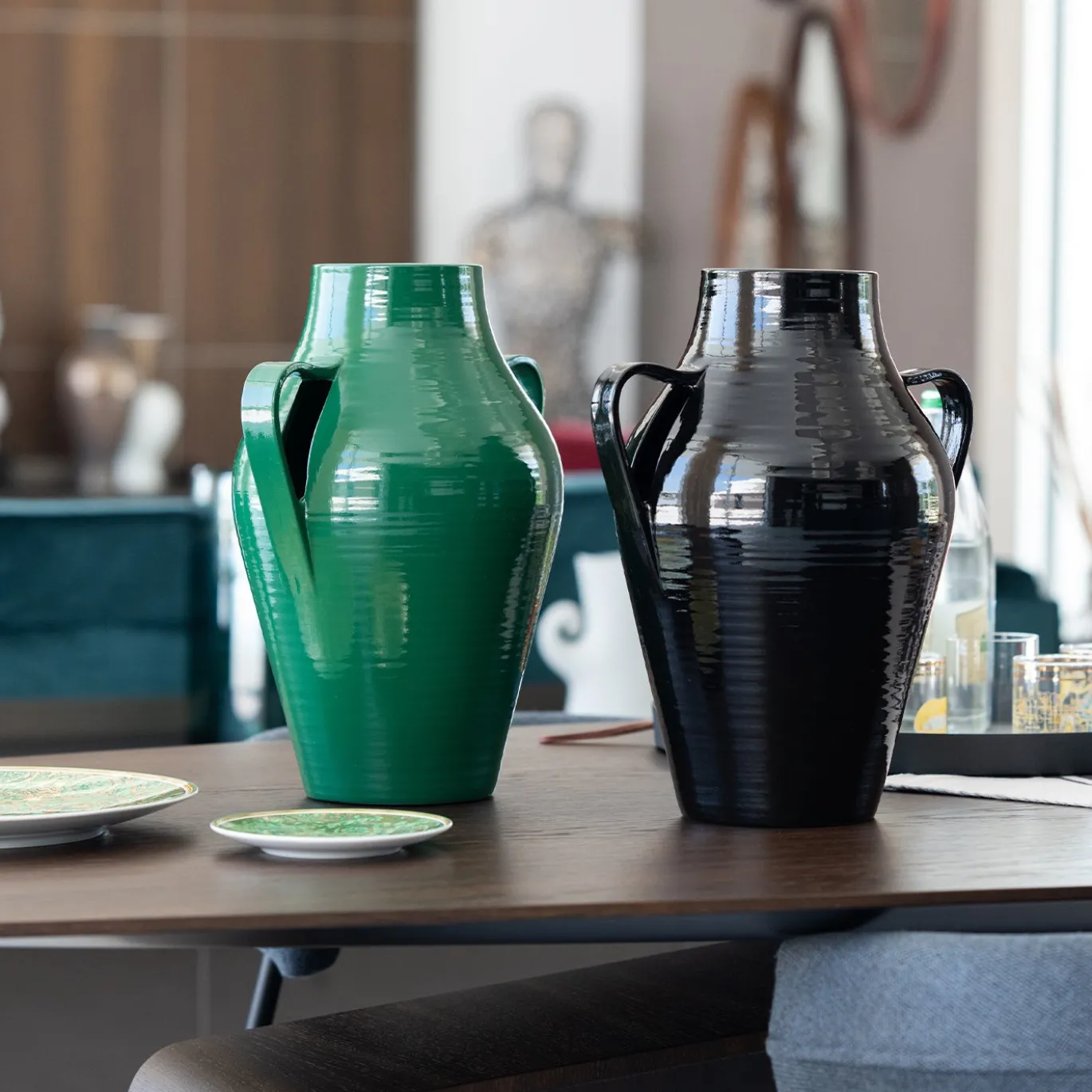 Quartara Vaso Ceramica Verde (H 40 cm | 15,7")