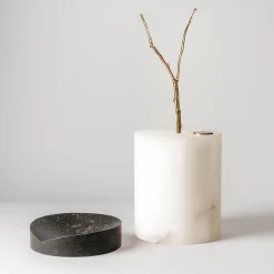 Qui e ora Vaso in marquina nera e onice bianco #3