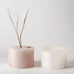Qui e ora Vaso in onice bianco e rosa #3