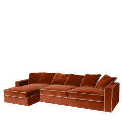 Rafaella Bio Divano angolare in velluto arancione e beige